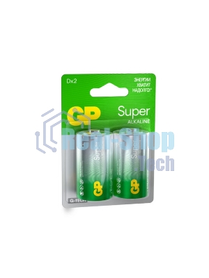 Алкалиновые батарейки GP Super Alkaline G-Tech 13А типоразмера D - 2 шт. на блистере (2 шт.)