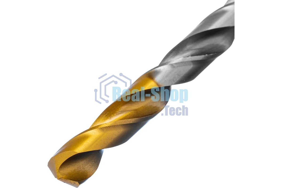 Сверло спиральное по металлу Denzel 8,5 х 165 мм, Р6М5, Golden Tip, удлиненное
