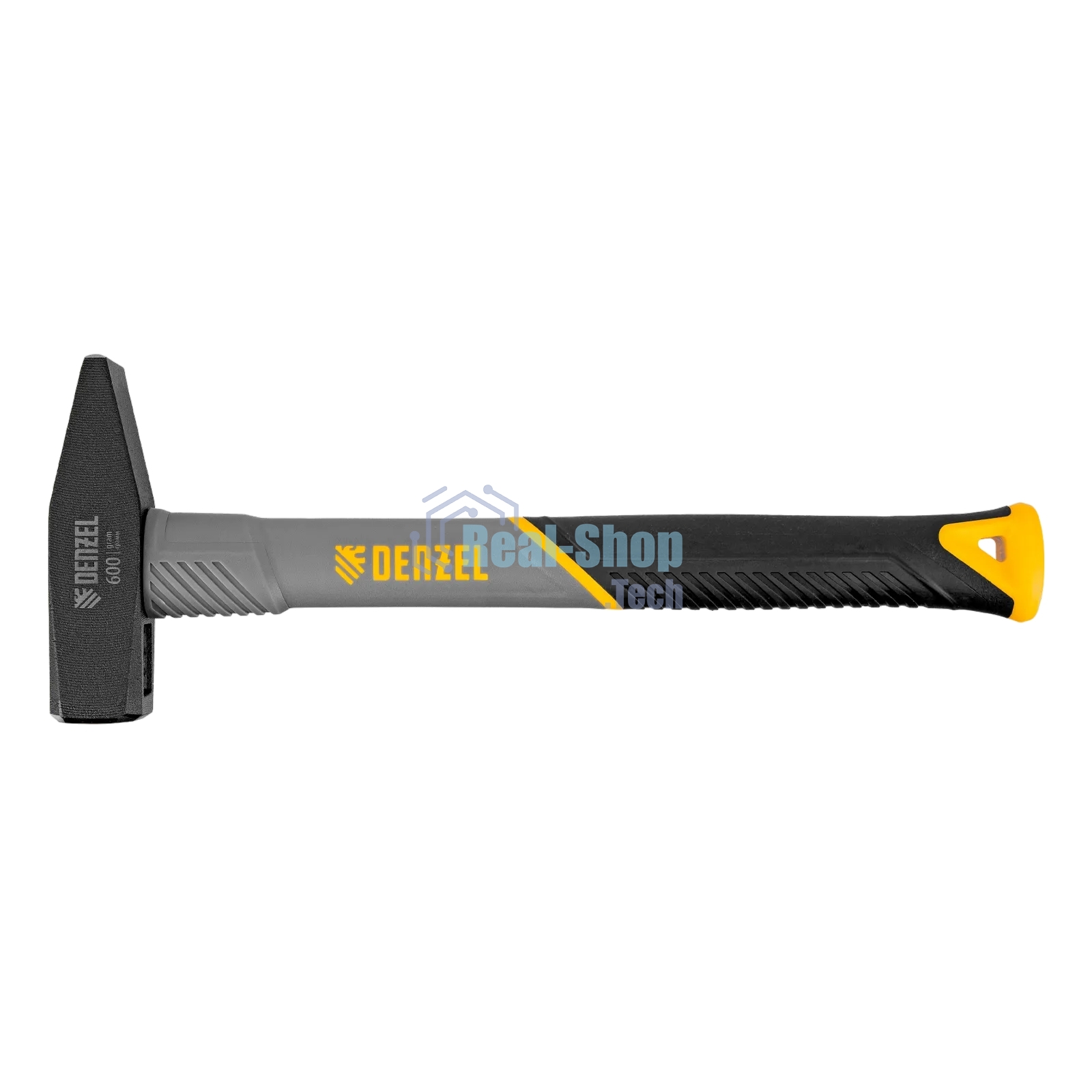 Молоток слесарный Denzel 600 г, кованый, фибергласовая рукоятка c TPR покрытием