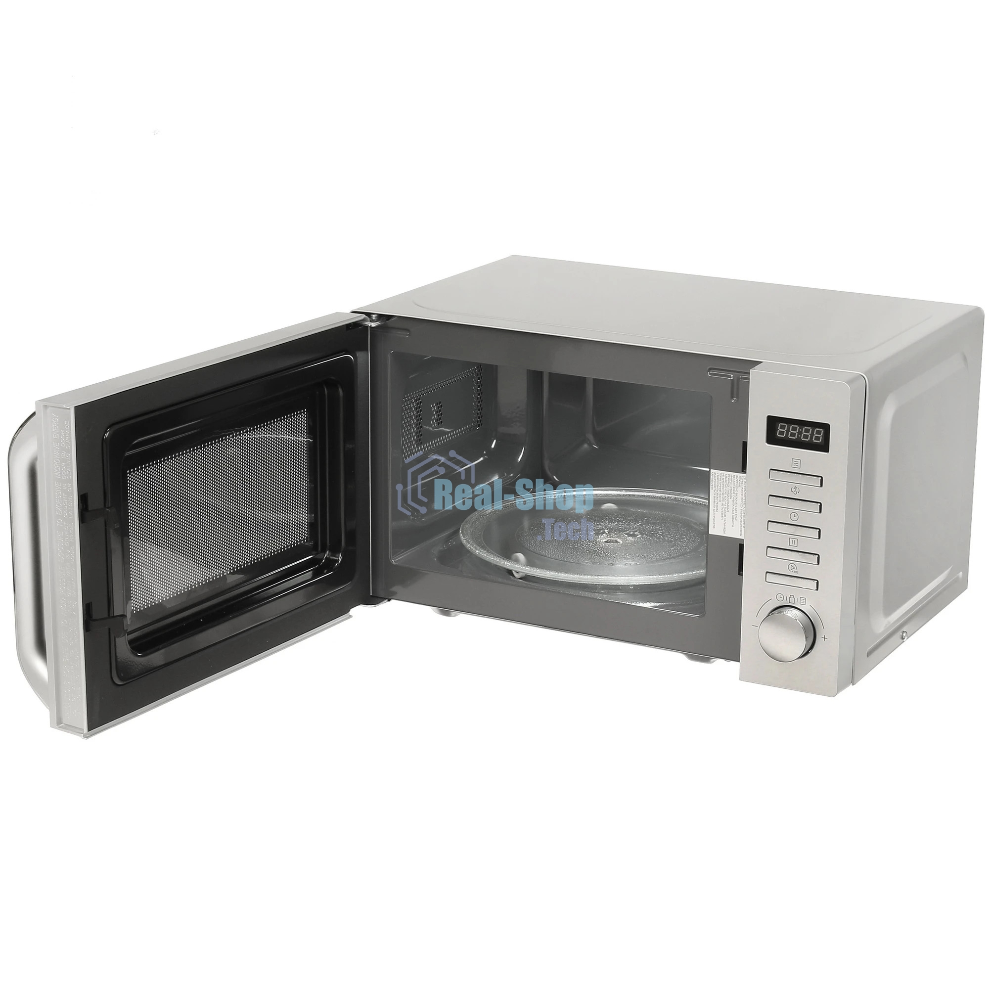 Микроволновая печь Haier HMB-DM208SA серебристый/черный, 20 л, 800 Вт, переключатели - кнопки, поворотный механизм