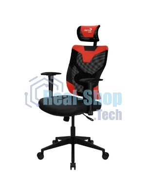 Кресло Aerocool GUARDIAN Champion красный, сетка, 150 кг, подголовник, регулируемые подлокотники, механизм качания, поясничная подушка