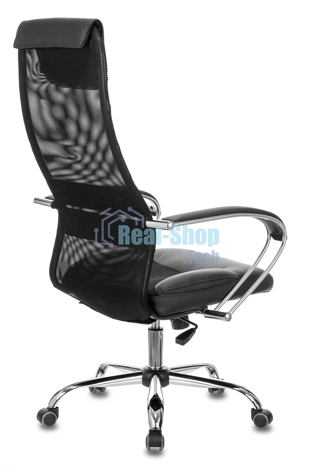 Кресло руководителя Бюрократ CH-608SL/BLACK TW-01 TW-11 черный, искусст.кожа/ткань, крестовина хром, спинка сетка