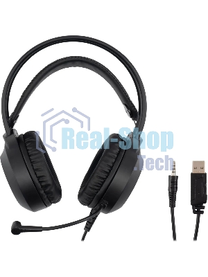 Гарнитура Oklick HS-L300G чёрный, проводная, 3.5 мм, подсветка