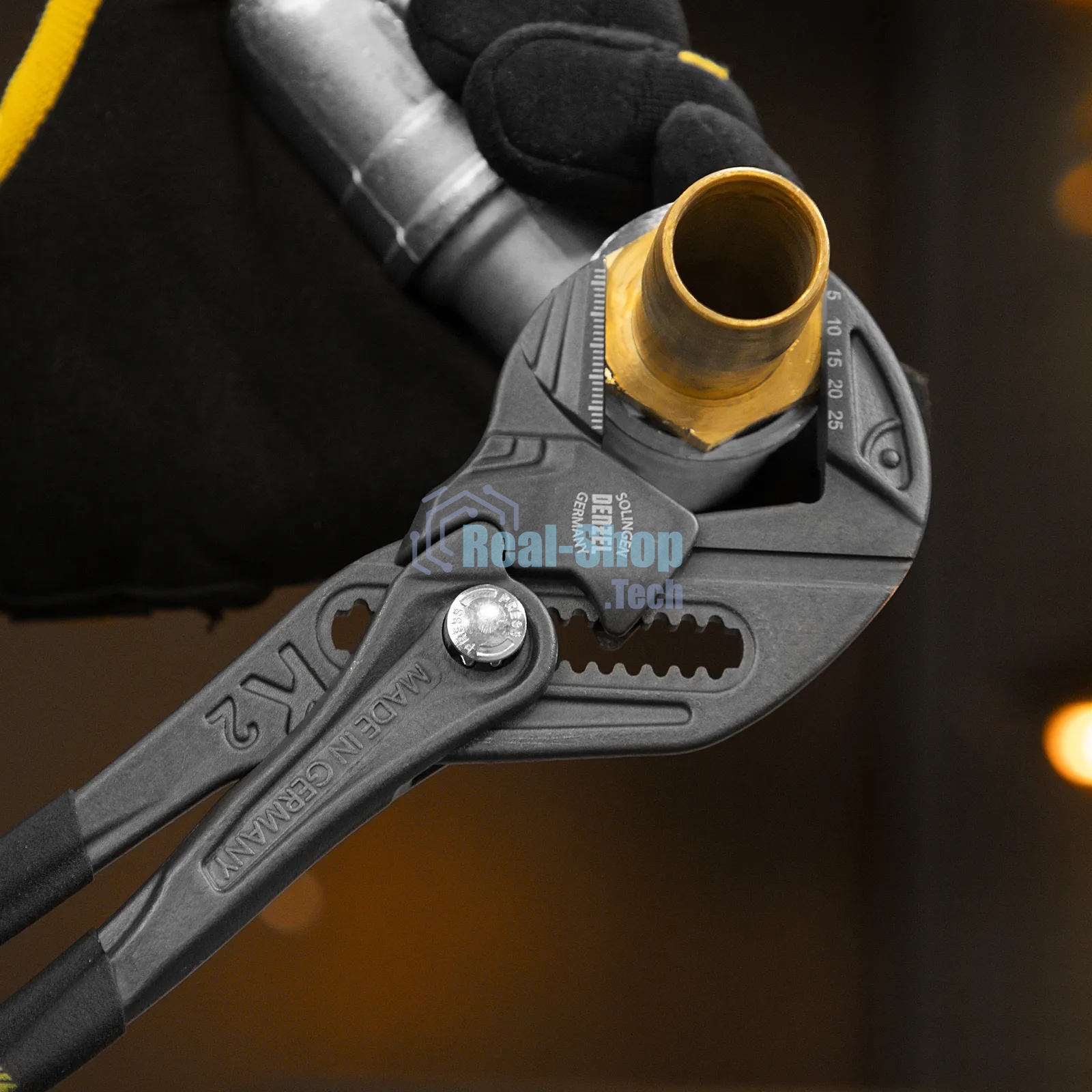 Клещи переставные Denzel кнопочный механизм, обливные рукоятки, сантехнические, 250 мм