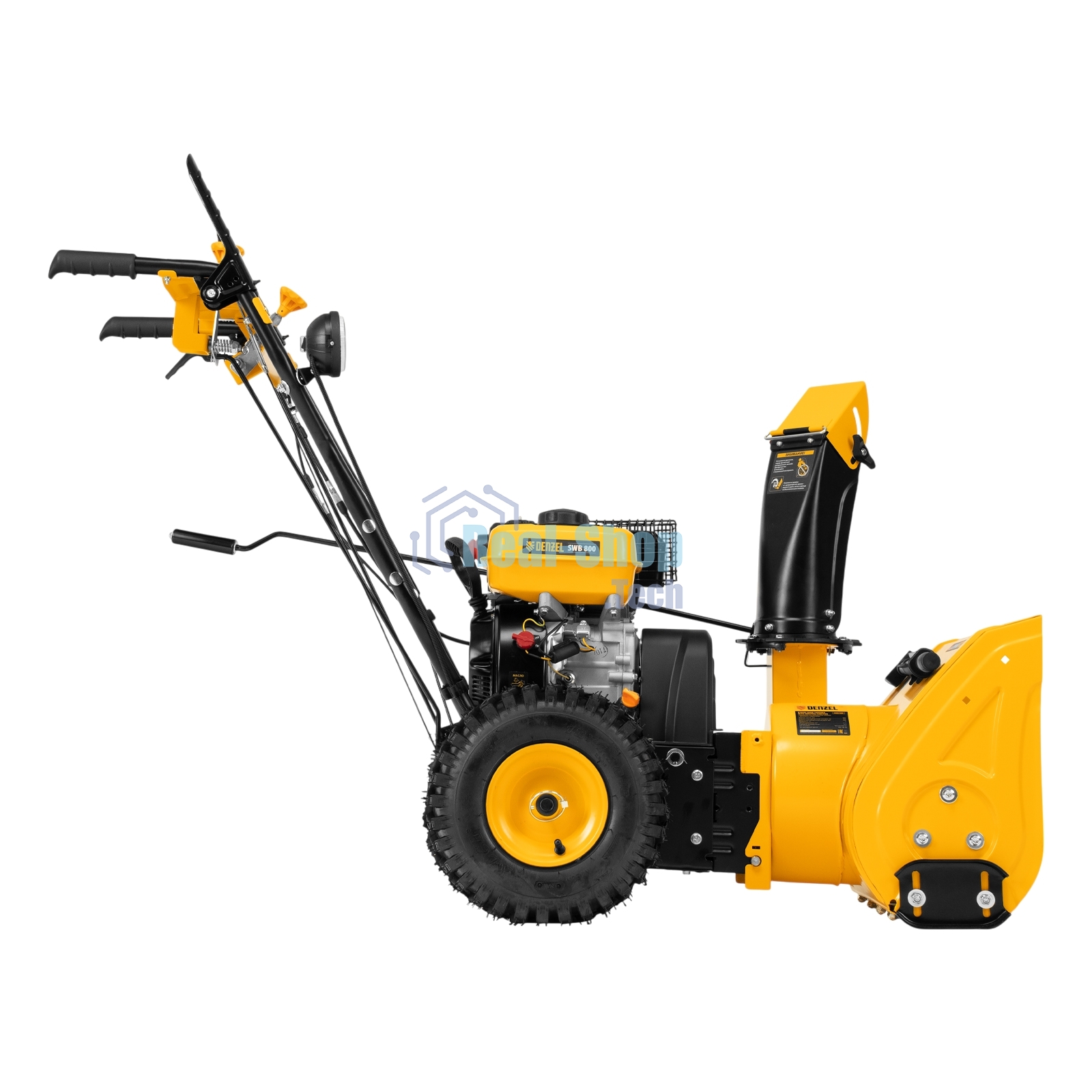 Гибридная снегоуборочная машина с функц. подметания Denzel SWB-800, 212 сс, руч. старт, 2 насадки