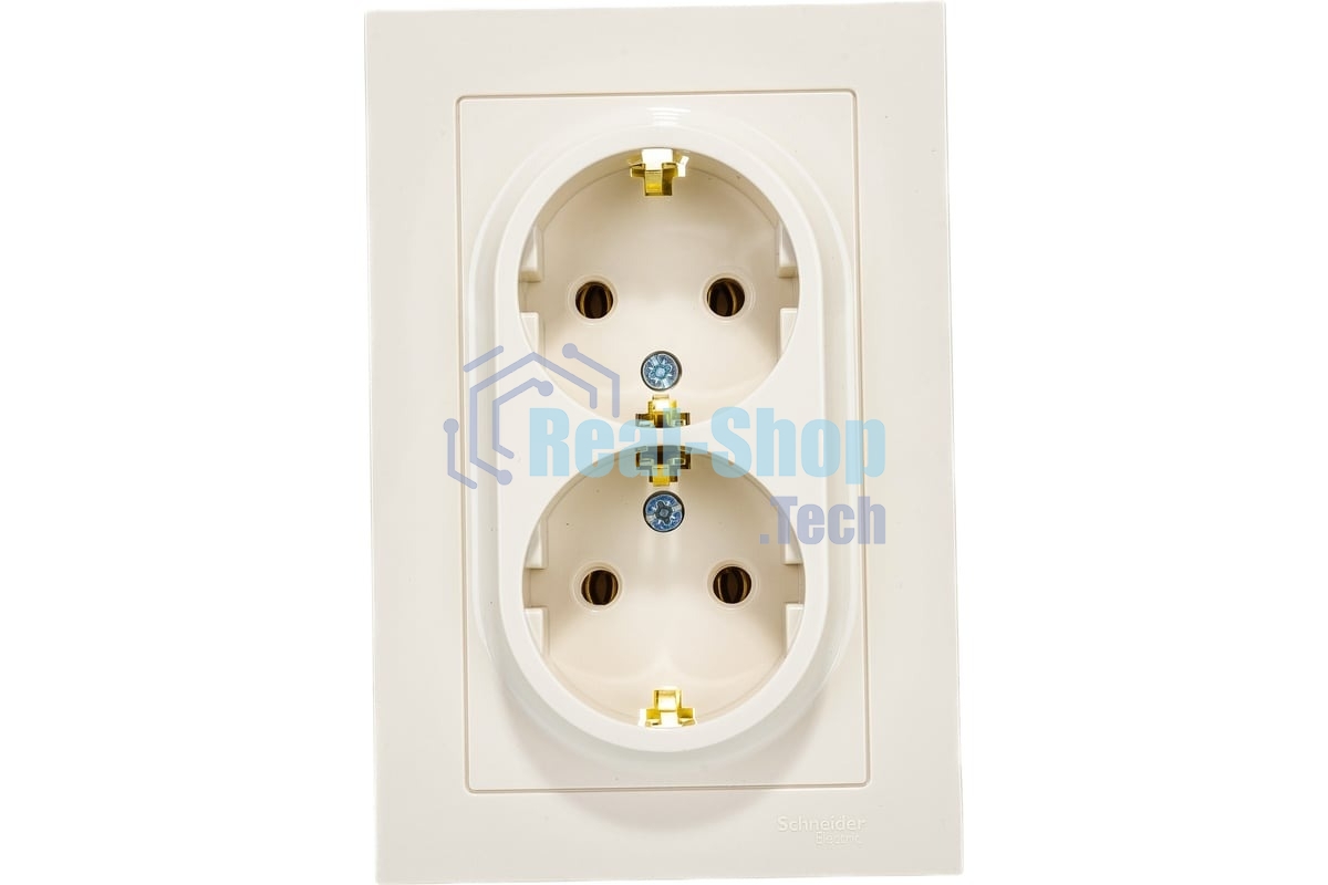 Розетка 2-м AtlasDesign с заземл. 16А в сборе беж. SchE ATN000224