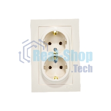 Розетка 2-м AtlasDesign с заземл. 16А в сборе беж. SchE ATN000224