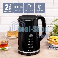 Чайник электрический Galaxy Line GL 0337, черный, пластик, 2200 Вт, 1,7 л