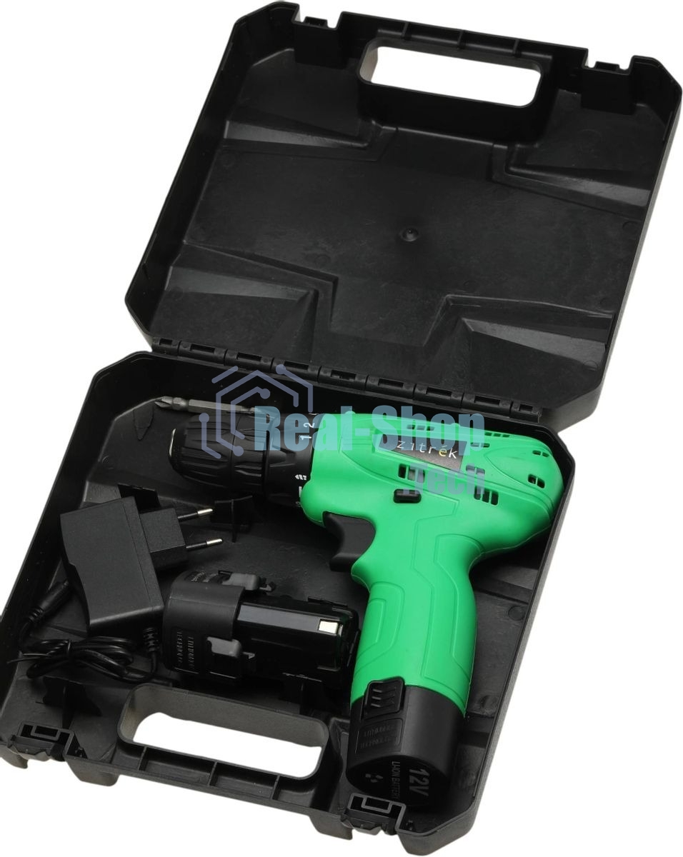Дрель-шуруповерт аккумуляторная Zitrek Green 12-Li 063-4072, Аккумуляторная, 12В, 2 АКБ, Кейс