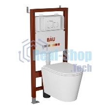 Комплект BAU 6 в 1: инсталляция BAU PRO, унитаз подвесной торнадо Bau Nimb Hurricane-3, сиденье дюропласт микролифт, кнопка смыва BAU Soul, белая