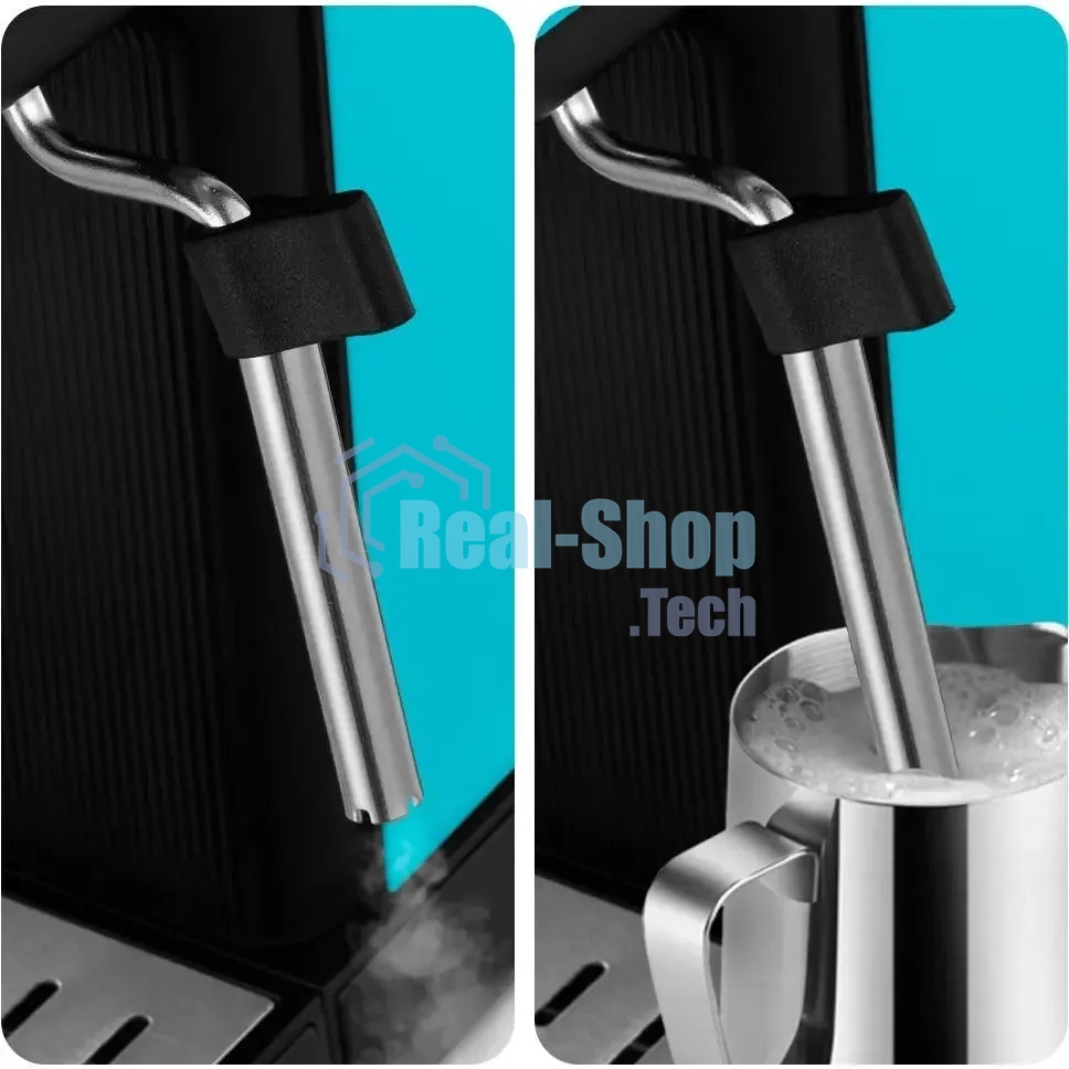 Кофеварка рожковая Kitfort КТ-7461 бирюзовый/черный, исп. кофе - молотый, 1.2 л, 1350 Вт, 20 бар