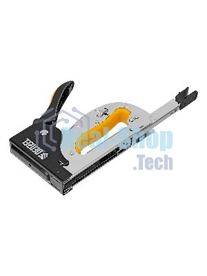 Степлер Denzel металл., скобы в комплекте, плавная регулировка удара, 2К рукоятка, тип 53, 4-14 мм