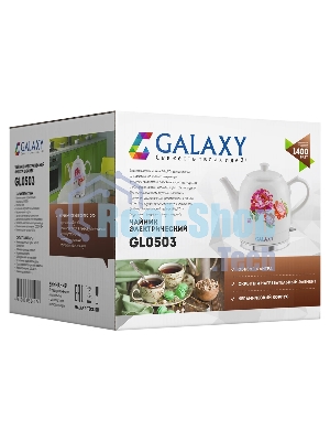 Чайник электрический Galaxy Line GL 0503 белый, керамический корпус, 1400 Вт, 1,4 л, индикатор работы, указатель максимального уровня воды