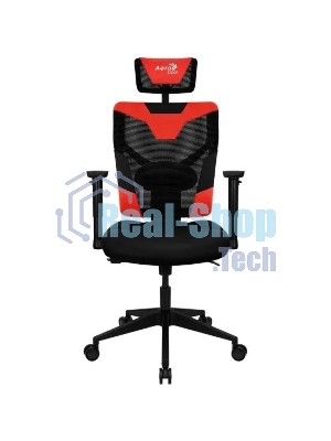 Кресло Aerocool GUARDIAN Champion красный, сетка, 150 кг, подголовник, регулируемые подлокотники, механизм качания, поясничная подушка