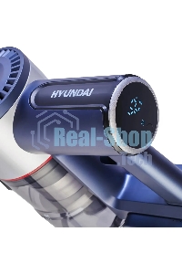 Пылесос вертикальный/ручной Hyundai HYV-S7570 темно-синий/серебристый, питание от аккумулятора, 110 Вт, уборка сухая, пылесборник 0.7 л, работа от АКБ max 60 мин.
