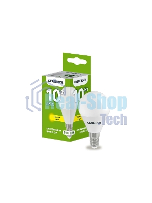 Лампа светодиодная GENERICA LL-G45-10-230-30-E14-G G45 10 Вт шар 3000К E14 230В