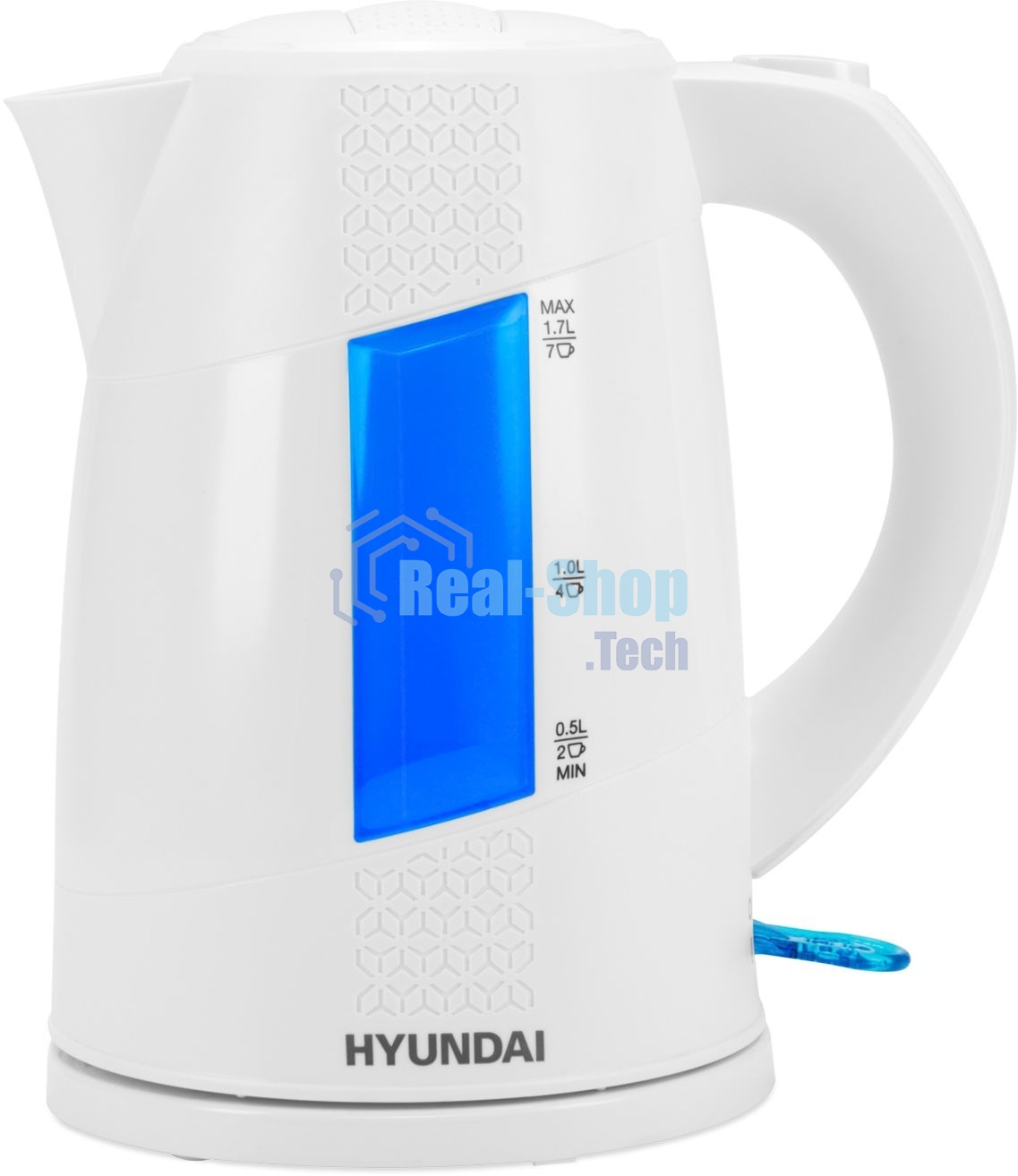 Чайник электрический Hyundai HYK-P2407 1.7л. 2200Вт белый/голубой (корпус: пластик)
