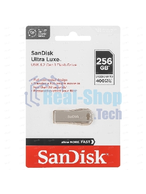 Флешка USB SanDisk CZ74 Ultra Luxe (SDCZ74-256G-G46), 256Gb, USB 3.2 Gen 1, R/W 400/150, серебристый
