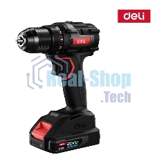 Дрель-шуруповерт Deli DE-DZ20-2D2, 20 В, 2 Ач, 70 Нм, бесщеточный