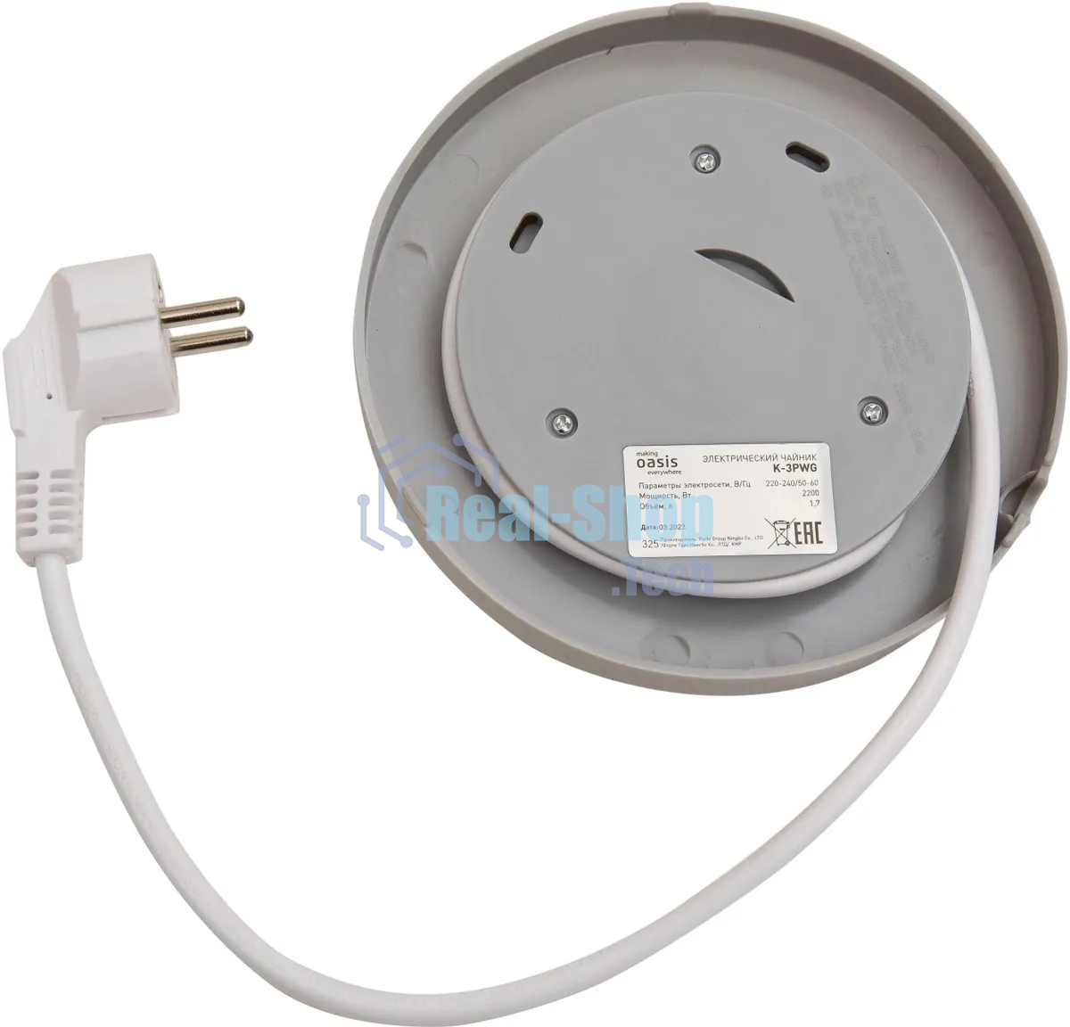 Чайник электрический OASIS K-3PWG белый+серый, 1,7л