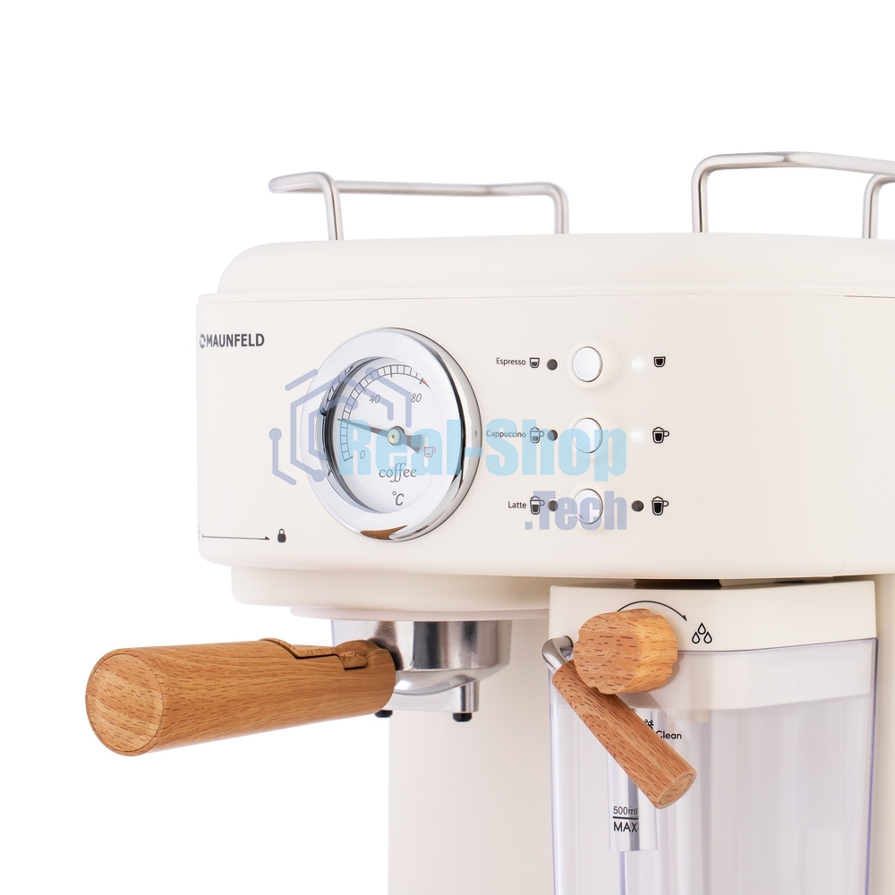 Кофеварка рожковая Maunfeld MF-737BG PRO бежевый, исп. кофе - молотый, 1.5 л, 1250 Вт, 15 бар