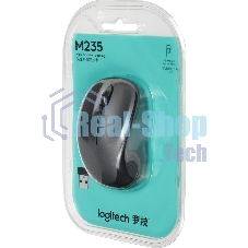 Мышь беспроводная Logitech M235 серый/черный, 1000 dpi, радиоканал, USB, кнопки - 3