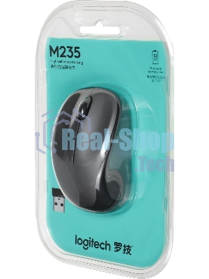 Мышь беспроводная Logitech M235 серый/черный, 1000 dpi, радиоканал, USB, кнопки - 3