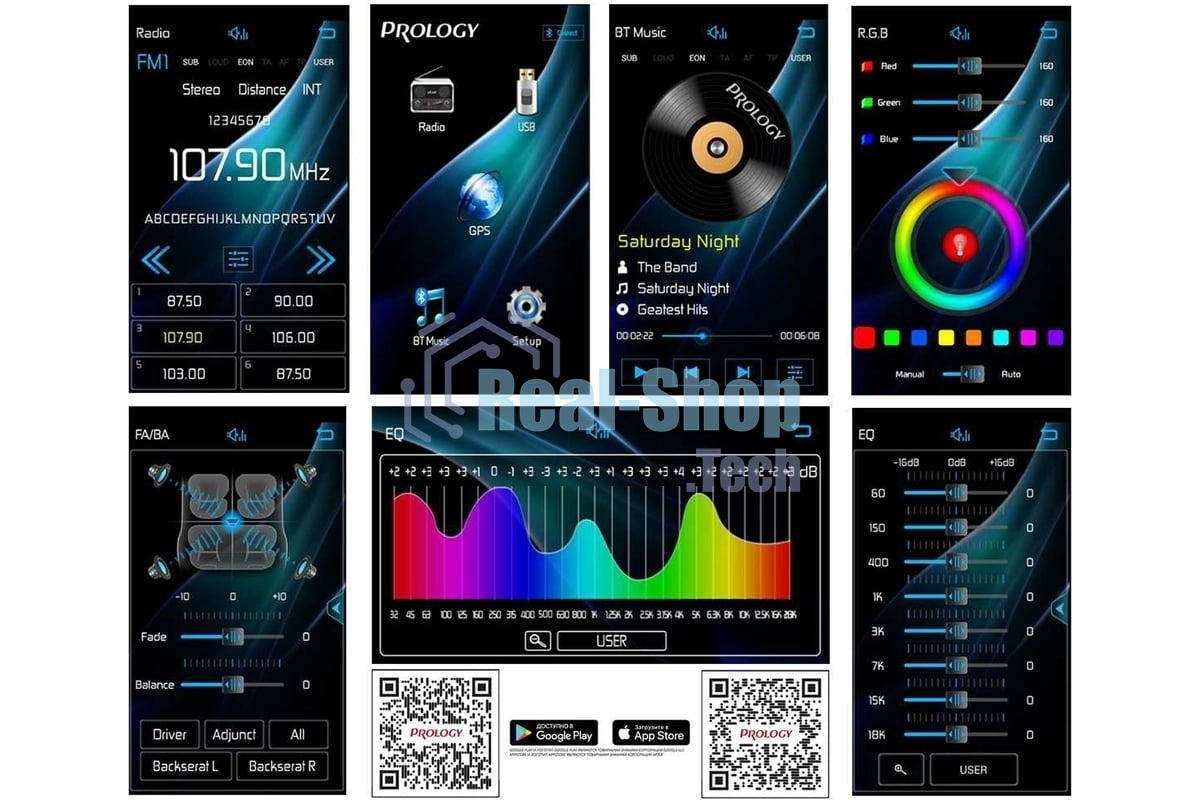 Автомагнитола Prology MPR-100, 2 DIN, Bluetooth, USB Type-A, AUX, пульт ДУ