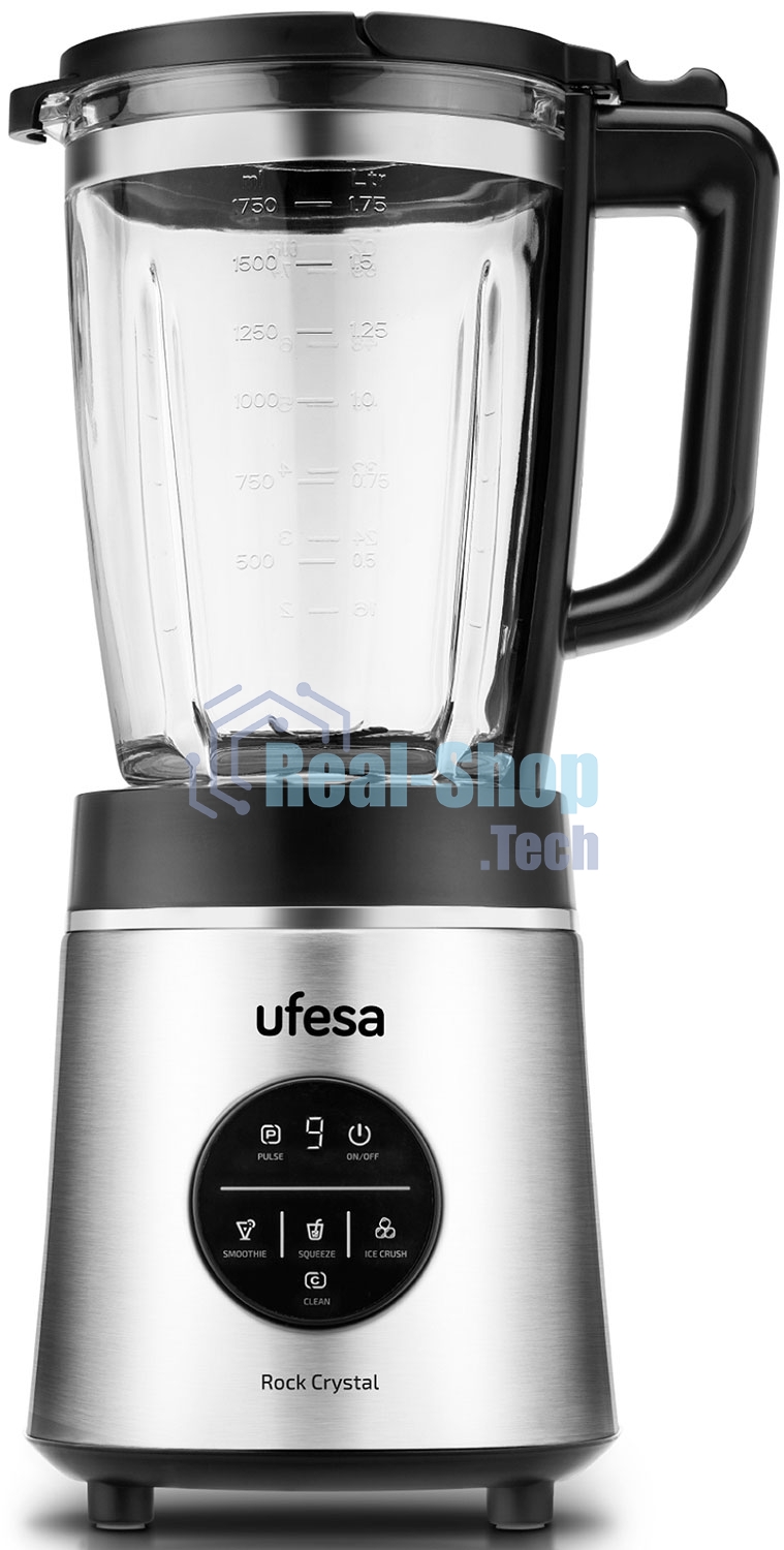 Блендер стационарный Ufesa Rock Crystal нержавеющая сталь/черный, 1800 Вт, 9 скоростей