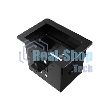 Прямоугольный металлический корпус Wize Pro WRTS-06BOX-B для модульной системы врезного лючка в стол с убирающейся крышкой для установки до 6 модулей-вставок, преустановленная рамка, черный