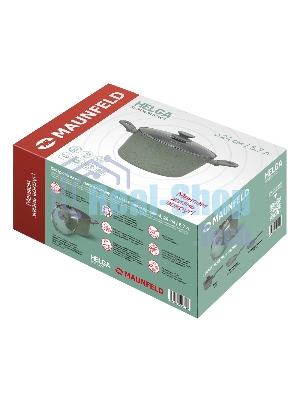 Кастрюля Maunfeld HELGA MCS57FA05FS из кованого алюминия со стеклянной крышкой, 24 см, 5,7 л.