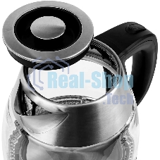 Чайник электрический Centek CT-0018, 1.2л, 1600Вт, стекло, серебристый