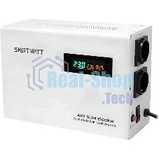 Настенный стабилизатор напряжения SMARTWATT AVR SLIM 1500RW (100W - 260W, 1500VA, 1.5 кВт, 50 Гц, розеток - 2, LED-диспл