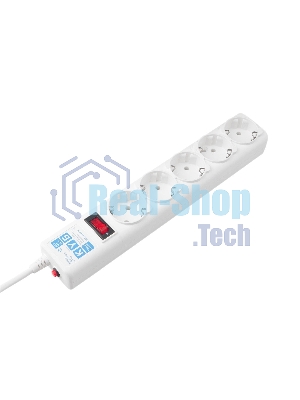 Фильтр-удлинитель, PC 0,5 м 5 р, бел. 10А, SPG-B-0,5M-WHITE