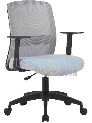 Кресло компьютерное Cactus CS-MC333-GY серый, сиденье серый, сетка/ткань, низк.спин. крестов. пластик, пластик черный