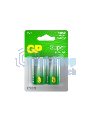 Алкалиновые батарейки GP Super Alkaline G-Tech 14А типоразмера C - 2 шт. на блистере (2 шт.)