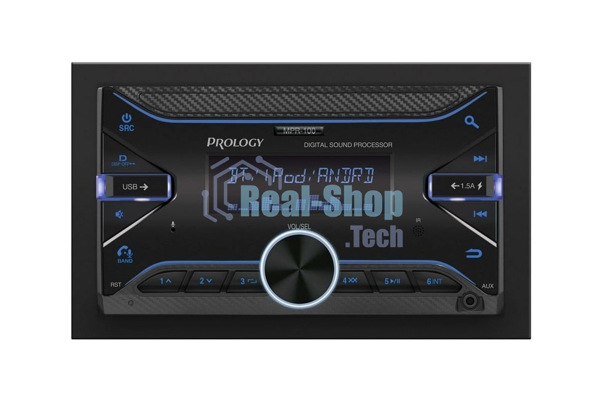 Автомагнитола Prology MPR-100, 2 DIN, Bluetooth, USB Type-A, AUX, пульт ДУ