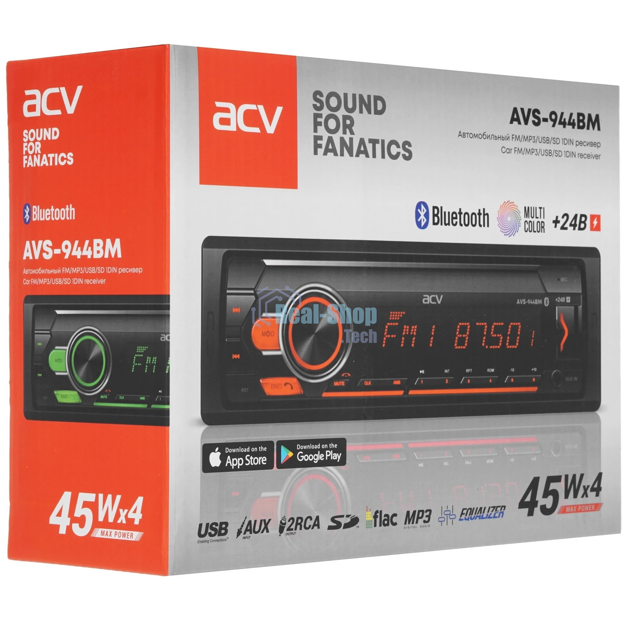 Автомагнитола ACV AVS-944BM, 1 DIN, Bluetooth, USB Type-A, AUX