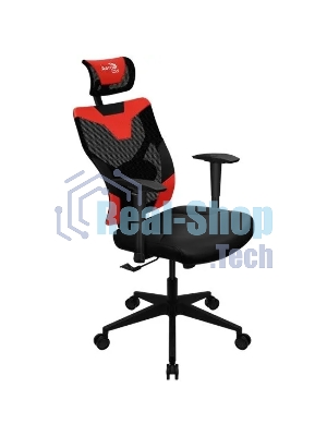 Кресло Aerocool GUARDIAN Champion красный, сетка, 150 кг, подголовник, регулируемые подлокотники, механизм качания, поясничная подушка