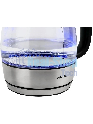 Чайник электрический Centek CT-0018, 1.2л, 1600Вт, стекло, серебристый