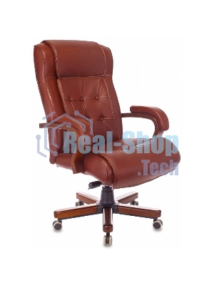 Кресло руководителя Бюрократ T-9926WALNUT светло-коричневый Leather Eichel, кожа, крестовина металл/дерево