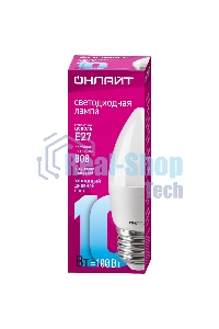 Лампа светодиодная ОНЛАЙТ 61961 OLL-C37-10-230-6.5K-E27-FR