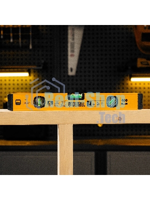 Уровень алюминиевый Denzel магнит., фрезерованный, 3 глазка (1 зеркал.), 0,5 мм/м, 400 мм