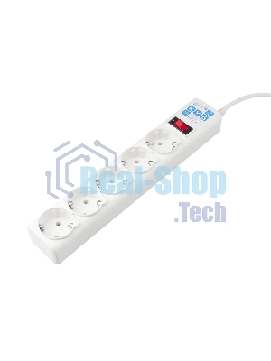 Фильтр-удлинитель, PC 0,5 м 5 р, бел. 10А, SPG-B-0,5M-WHITE