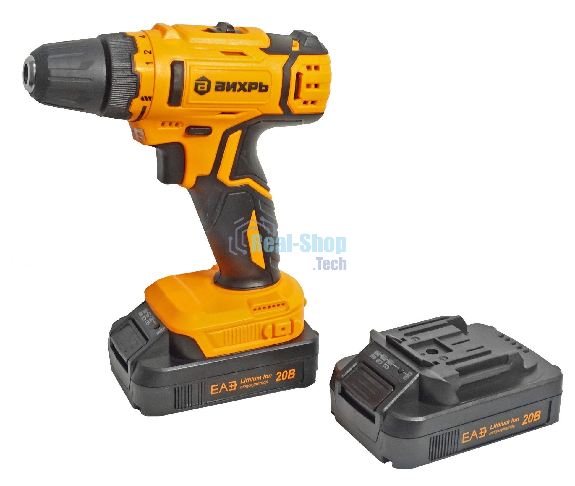 Дрель-шуруповерт аккумуляторная Вихрь ДА-К20/2Н с набором оснастки 65 предм.