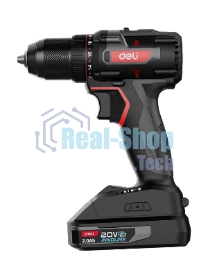 Дрель-шуруповерт Deli DE-DZ20-2D2, 20 В, 2 Ач, 70 Нм, бесщеточный