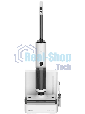 Пылесос вертикальный Deerma DEM-VX910W белый/черный, питание от аккумулятора, 230 Вт, уборка влажная/сухая, пылесборник 0.7 л, работа от АКБ max - 45 мин