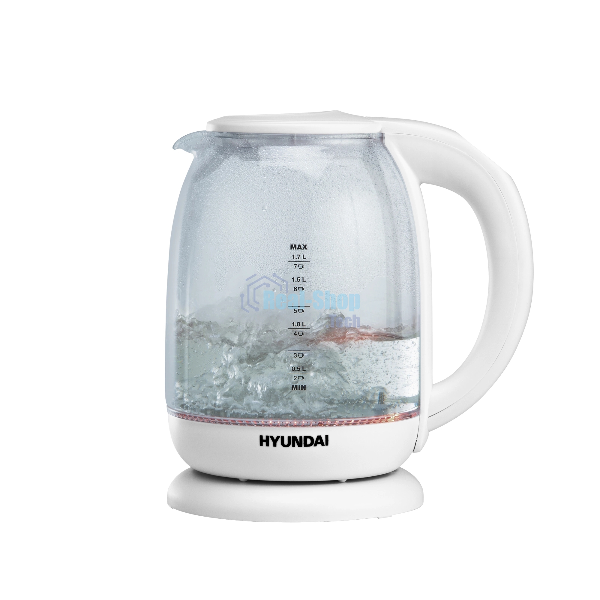 Чайник электрический Hyundai HYK-S3808 1.7л. 2200Вт белый (корпус: стекло)
