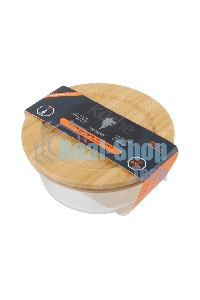 Контейнер LEONORD BAMBU, объем: 400 мл, из жаропрочного стекла с крышкой из бамбука, круглый (106023)