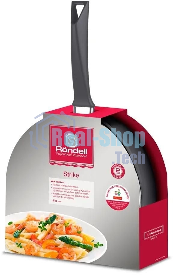 Сковорода ВОК Rondell Strike RDA-1398, 28 см, антипригарное покрытие, алюминиевая